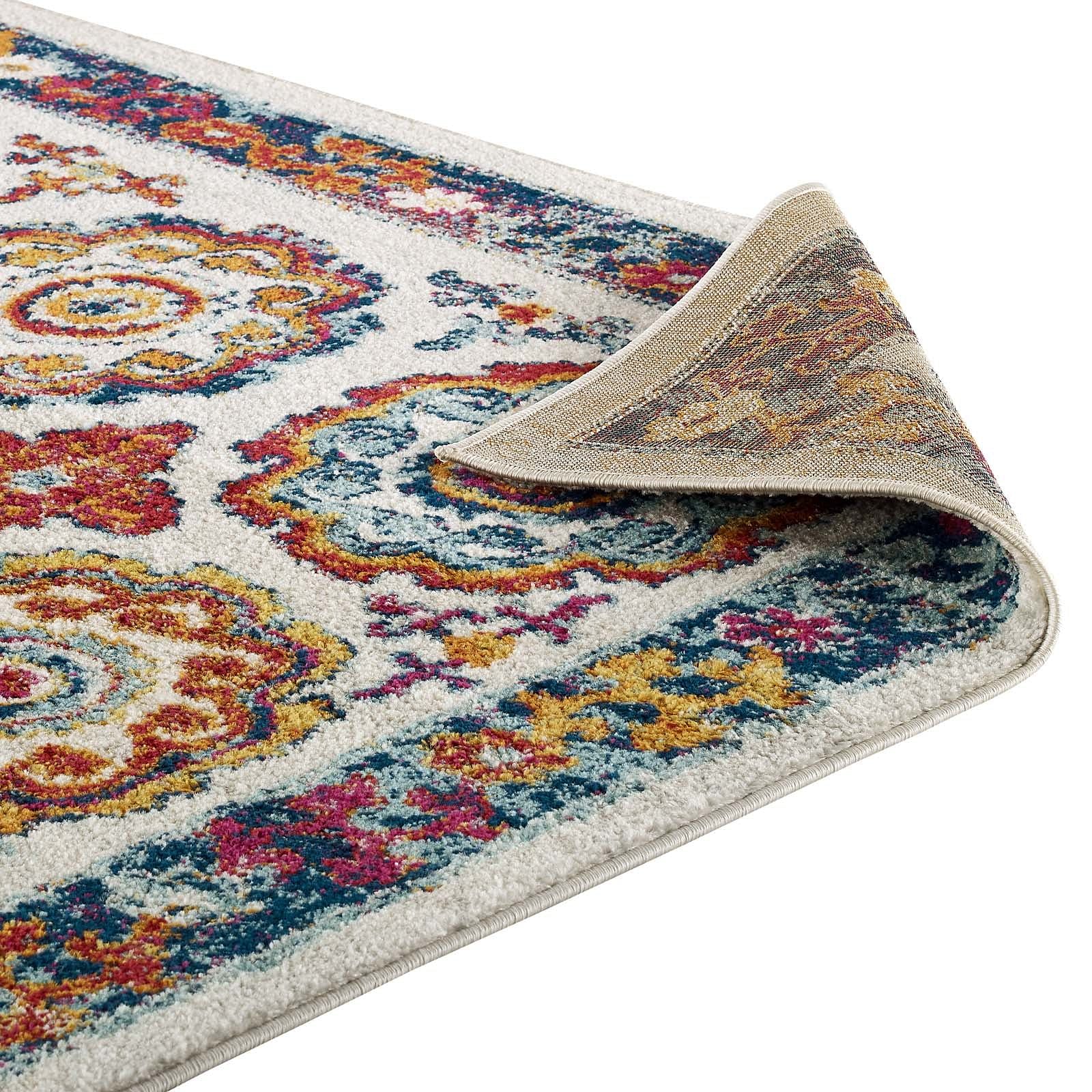 Entourage Odile Distressed Floral Moroccan Trellis 5x8 Area Rug