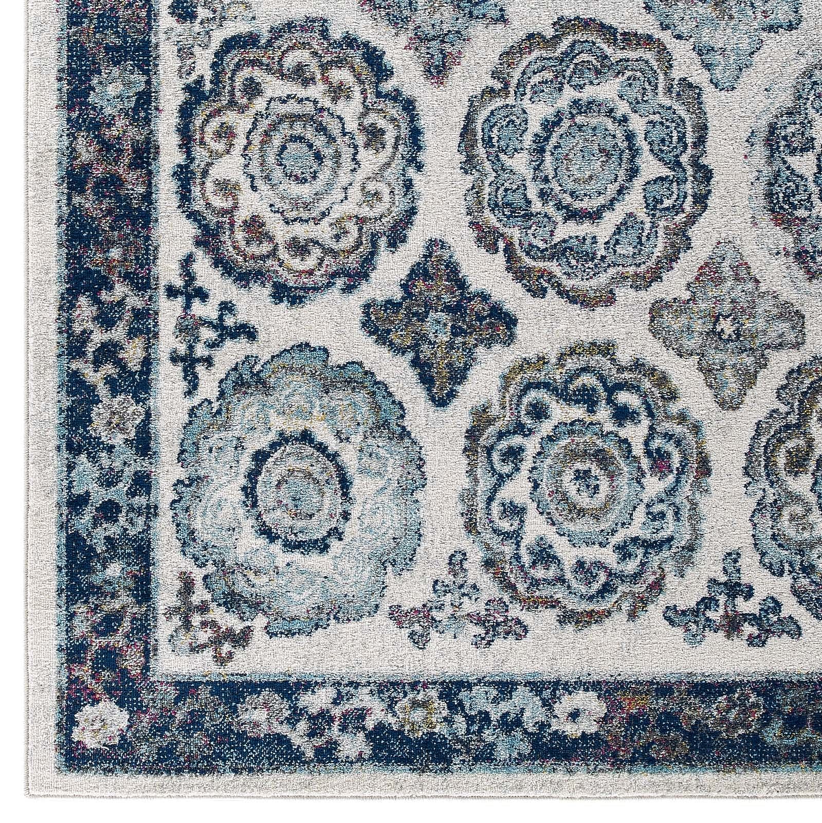 Entourage Odile Distressed Floral Moroccan Trellis 5x8 Area Rug