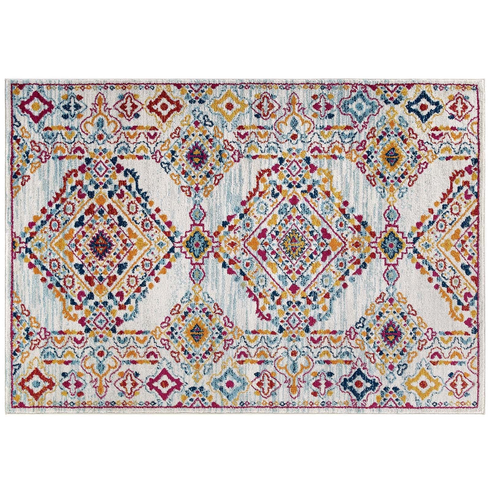 Entourage Khalida Distressed Floral Lattice 8x10 Area Rug