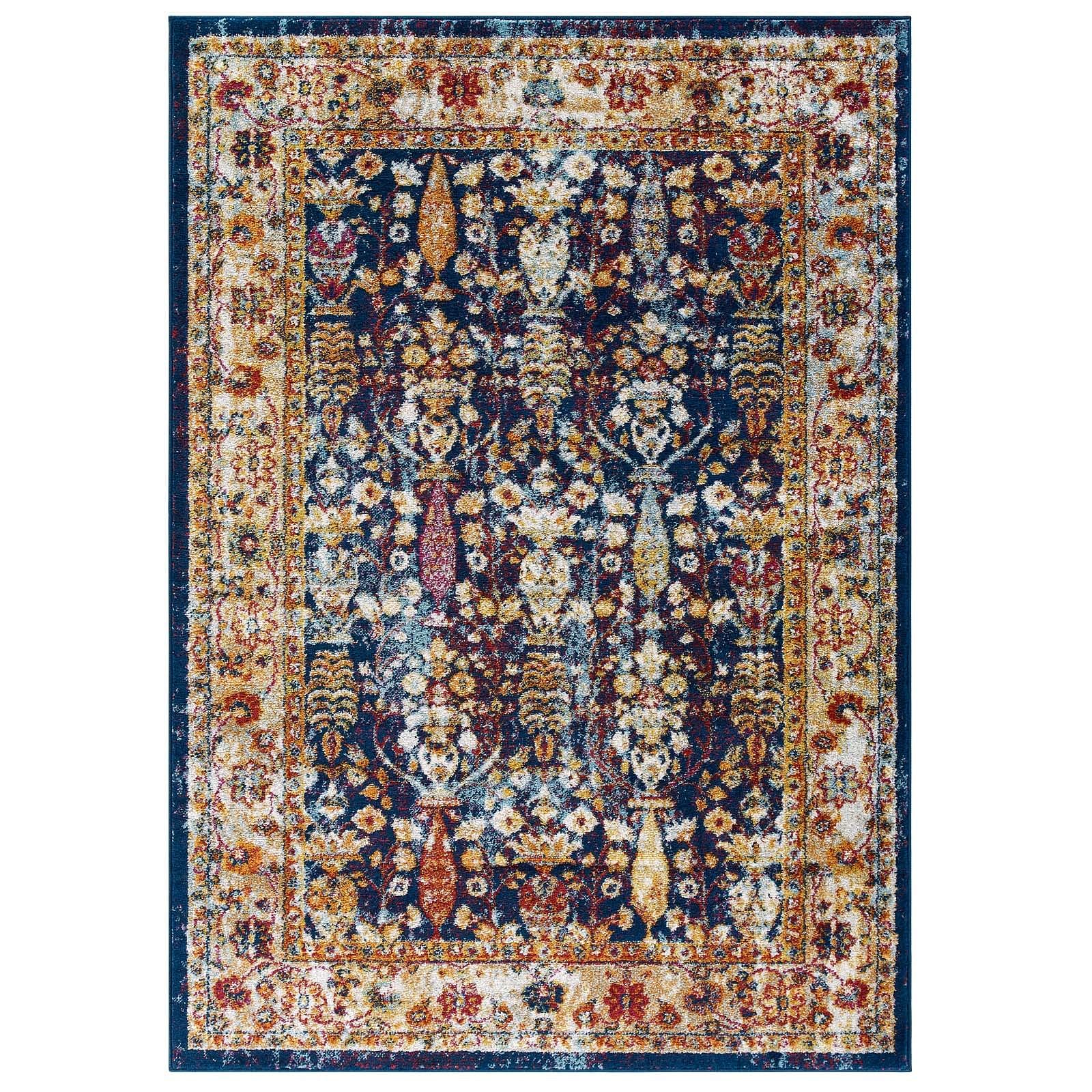 Entourage Jessa Distressed Vintage Floral Lattice 5x8 Area Rug