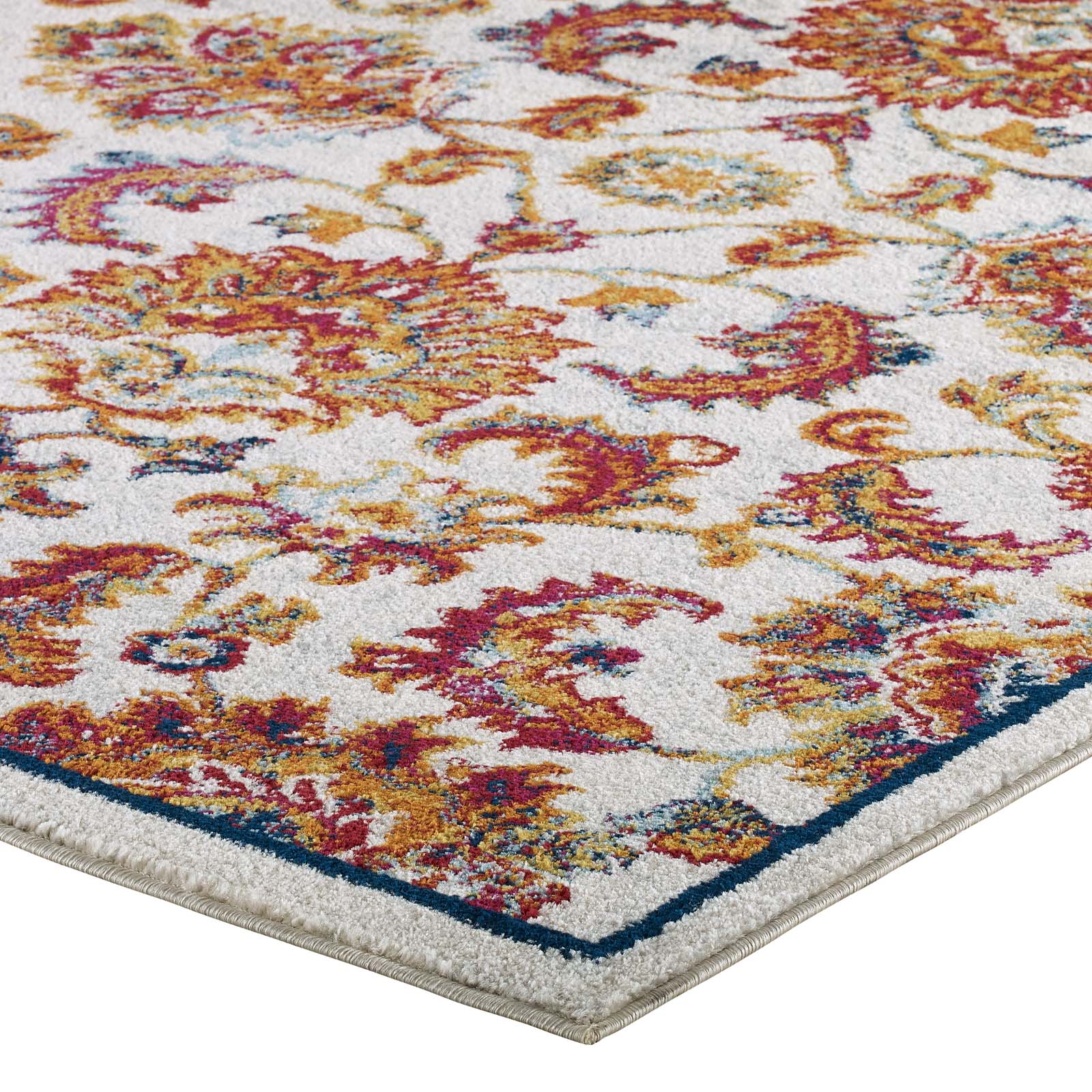 Entourage Azami Distressed Vintage Floral Lattice 5x8 Area Rug