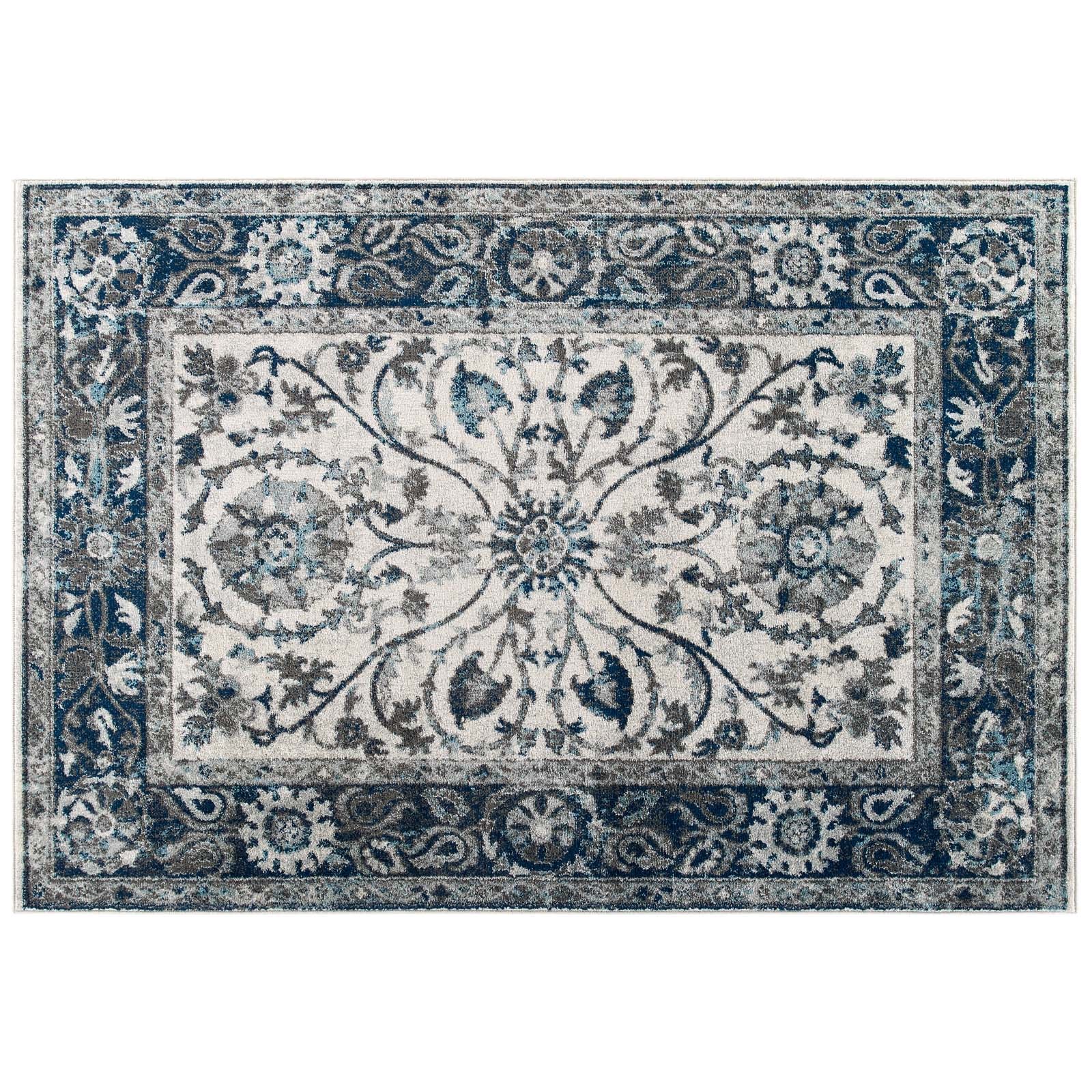 Entourage Samira Distressed Vintage Floral Persian Medallion 5x8 Area Rug