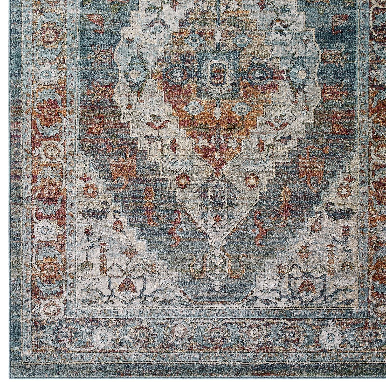 Tribute Camellia Distressed Vintage Floral Persian Medallion 5x8 Area Rug