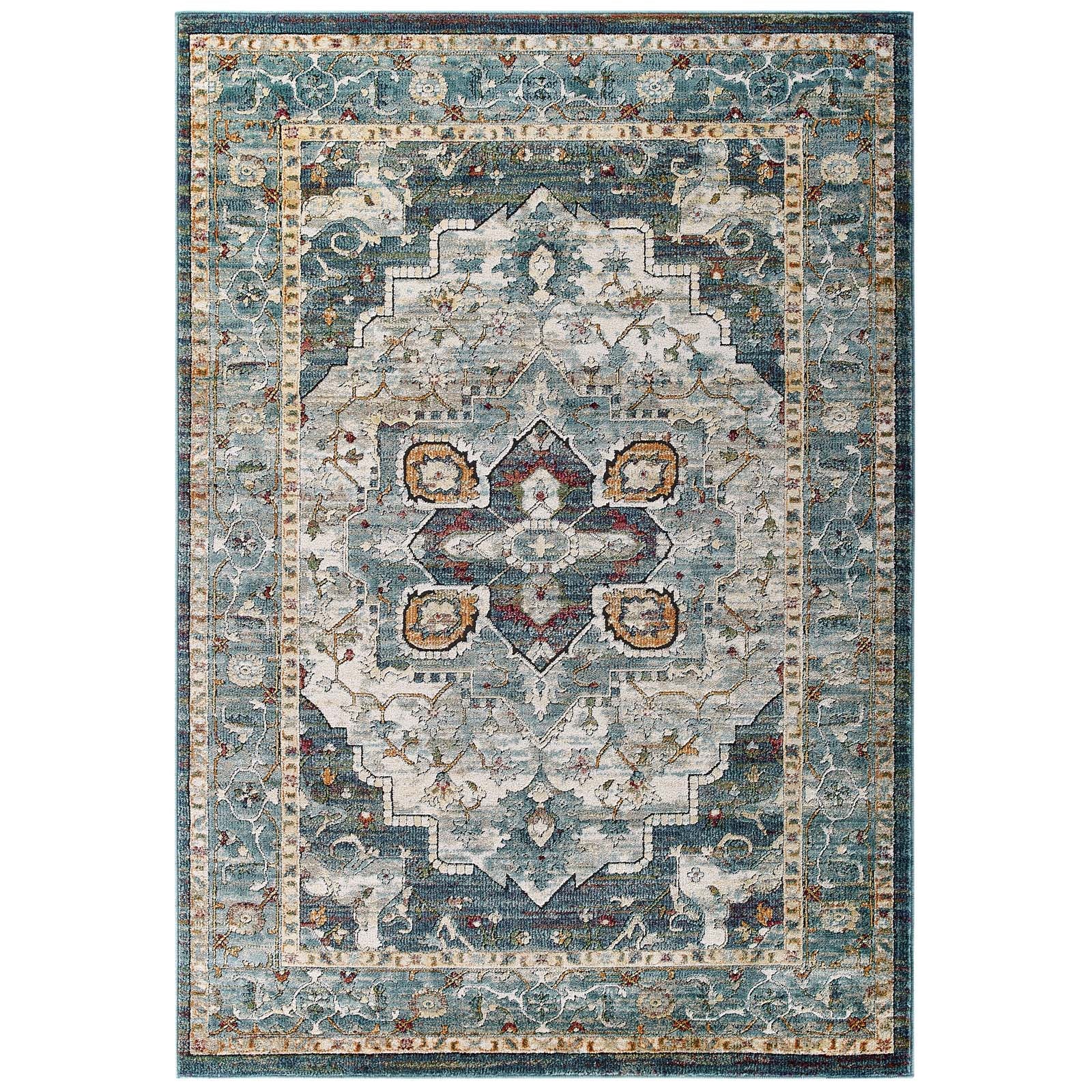 Tribute Diantha Distressed Vintage Floral Persian Medallion 5x8 Area Rug