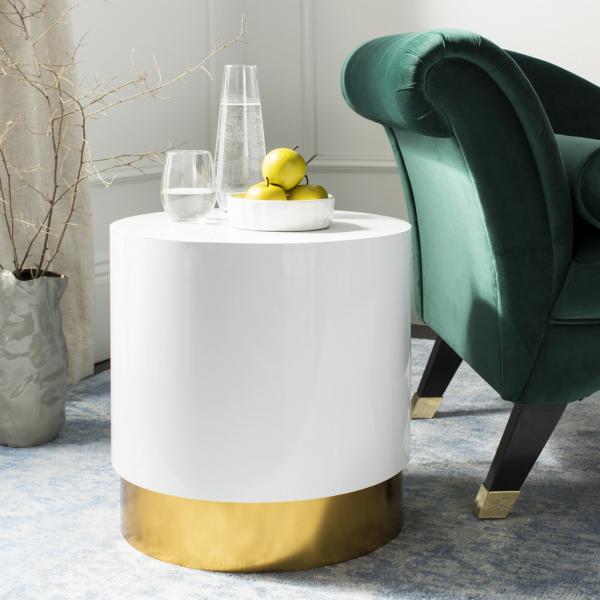 Angelo Round Side Accent Table Luxurious Gold Finish & Modern Design