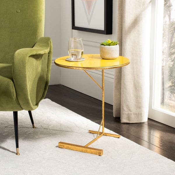 Sionne Modern & Stylish Round C Shaped Side Table | Gold