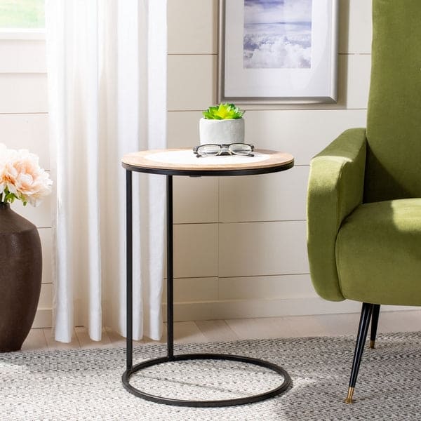 Gemma Agate Luxurious Natural Accent Side Table for Any Living Room | Black