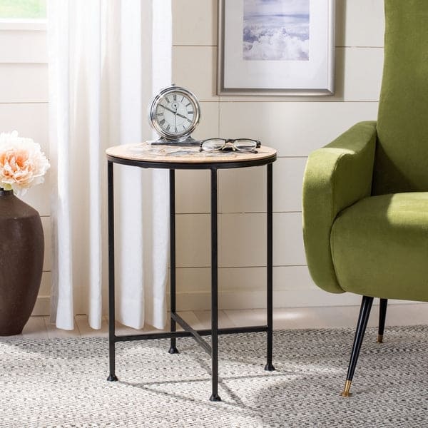 Lumi Agate Best Accent Side & End Table for Living Rooms | Black