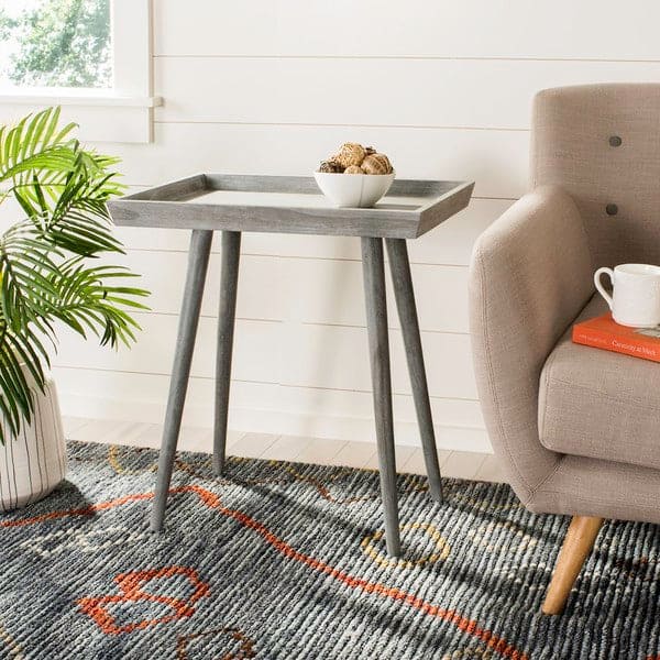 Nonie Tray Stylish & Modern Round Tray Accent Side Table | Grey