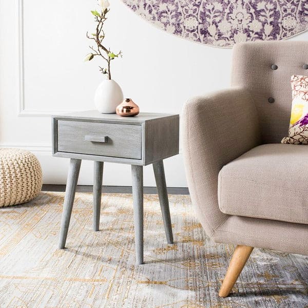 Lyle Accent Table Natural Wood Side & End Tables for Living Rooms | Grey