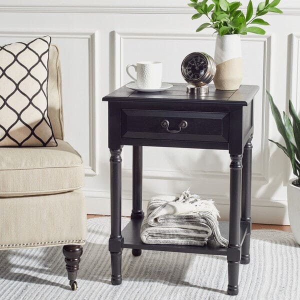 Whitney 1 Drawer Side Accent & End Tables for Any Room | Black