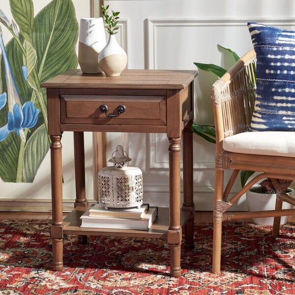 Whitney 1 Drawer Side Accent & End Tables for Living Room | Brown