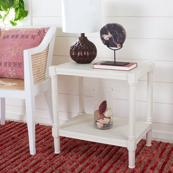 Rafiki Rectangle Side Tables & Accent Table for Living Room | White