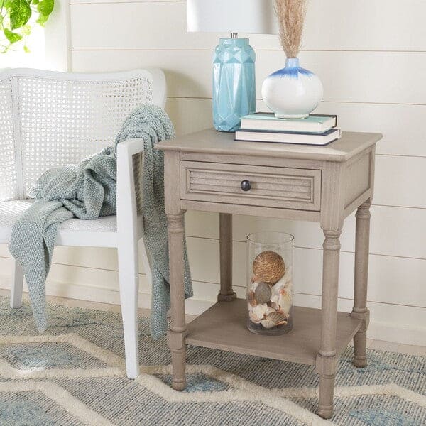 Tate 1Drw Square Accent Table for Any Room with Storage | Greige