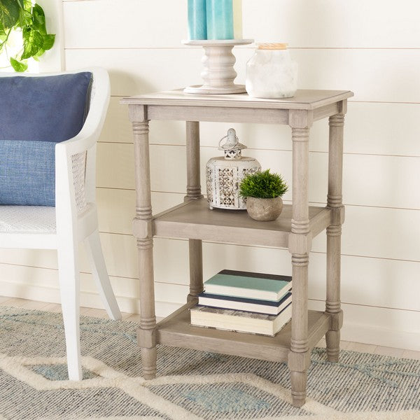 Cassie 3 Shelf Square Accent Table for Living Room | Greige