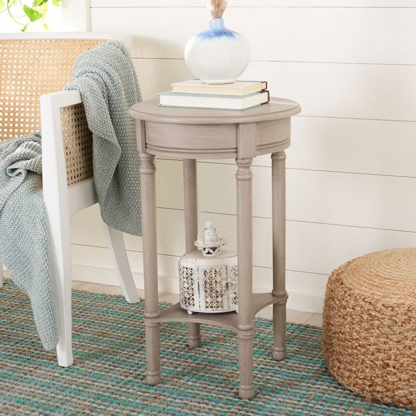 Tinsley Round Modern Wood End Table & Side Accent Table | Greige