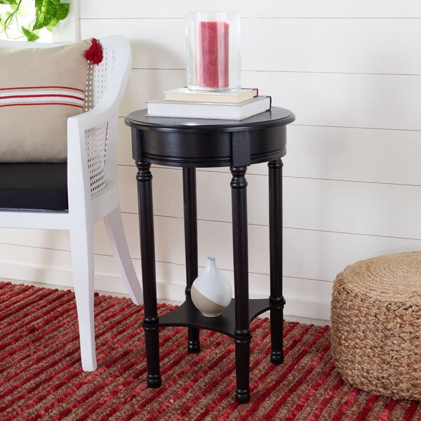 Tinsley Round Solid Wood Accent Table for Any Room | Black