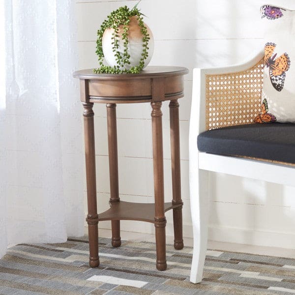 Tinsley Round Solid Wood Accent Table for Any Room | Brown