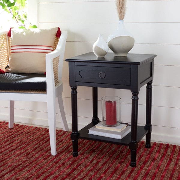 Allura 1Drw Timeless Square Accent Table for Living Room | Black