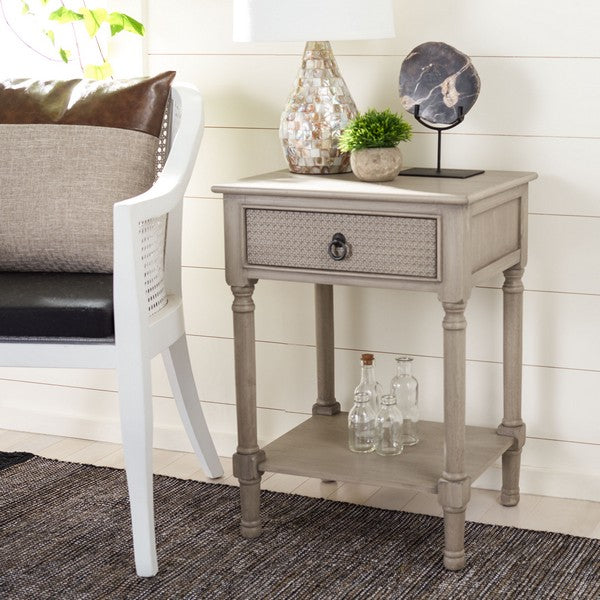 Haines 1Drw Square Accent Table For Living Room & Side With Storage | Greige