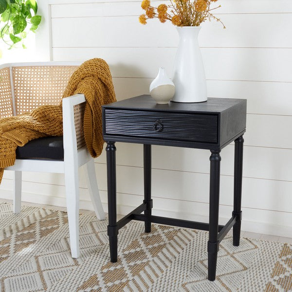 Mabel 1Drw Stylish Square Accent Table for Living Room | Black