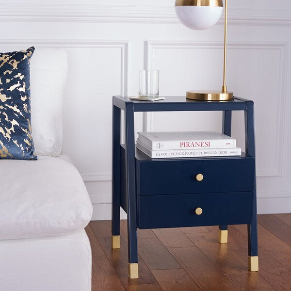 Cove 2 Drawer 1 Shelf Perfect Square Accent Table for Your Living Room | Navy