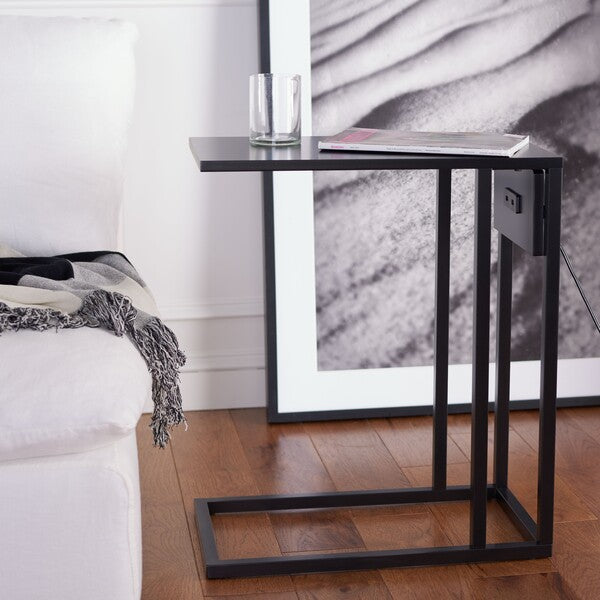 Portland USB Side Table | C Shaped End Table & Black Side Table