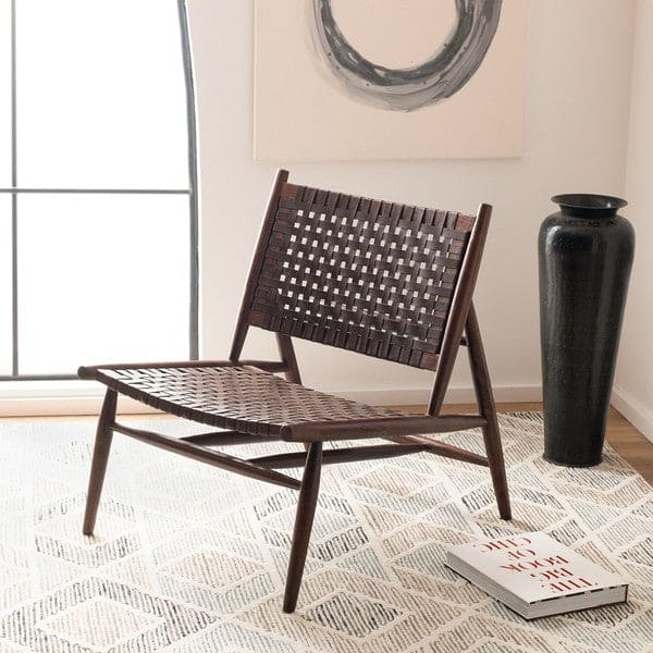 Soleil Leather Woven Accent Chair Comfort & Style for Any Room | Brown