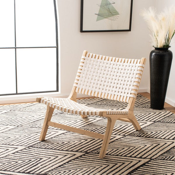 Luna Crafted with Natural Style & Comfort Leather Woven Accent Chair