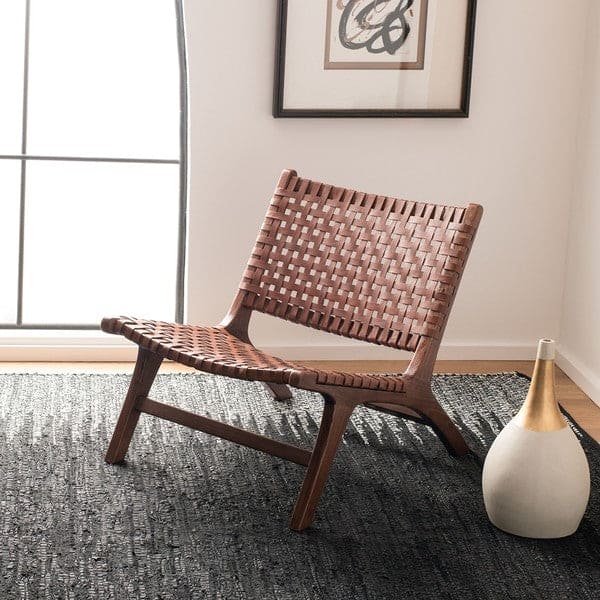 Luna Leather Luxurious Comfort & Style Woven Accent Chair | Brown
