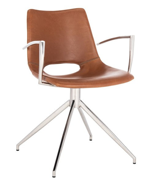 Dawn Midcentury Modern Leather Swivel Office Chair