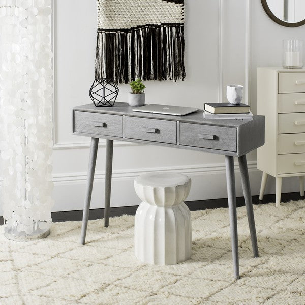 Albus 3 Drawer Console Table - Sophisticated Slate Grey Frame