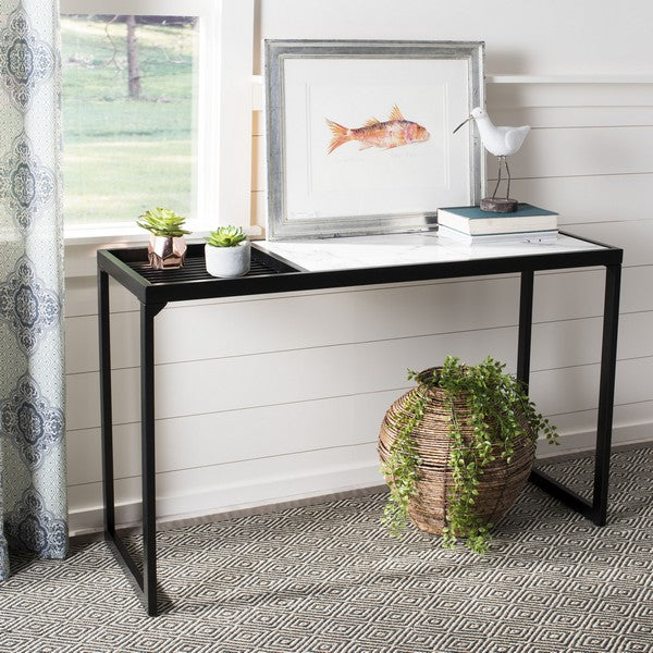 Zuri Console Table | Modern Marble & Black Metal Console Tables | Black & White
