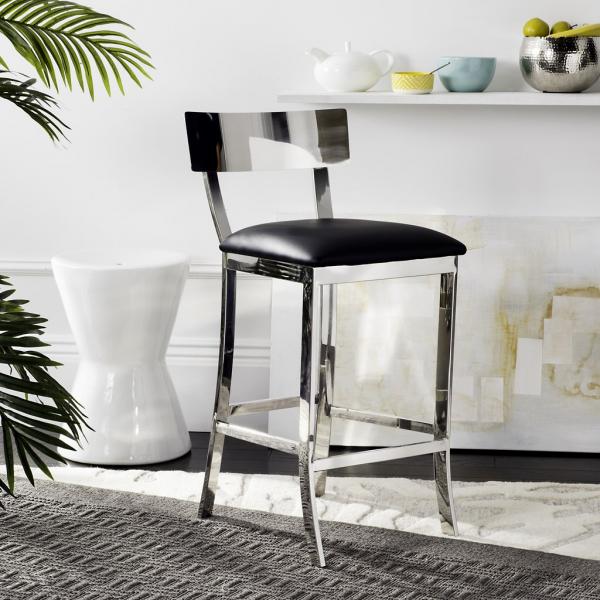 Abby 35''H Stainless Steel Counter Stool - Upholstered Side Chair