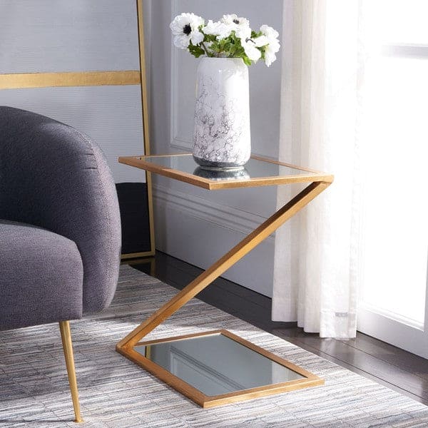 Andrea Mirror Top Gold Accent Table