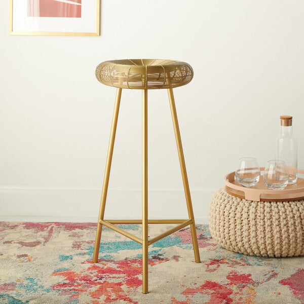 Addison Wire Weaved Contemporary Bar Stool - Luxurious Gold Finish