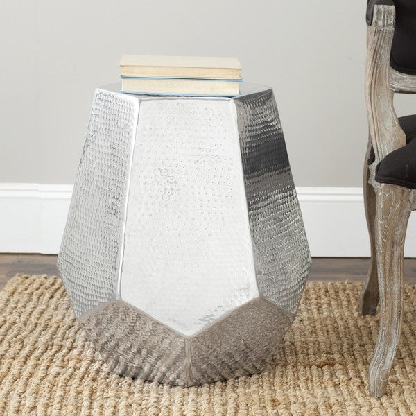 Aidan Hammered Aluminum Stool | Elegant Home Decor