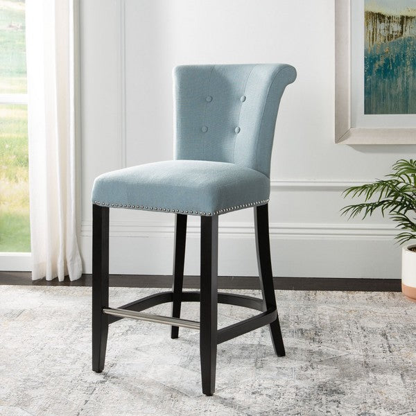Addo Ring Counter Stool - Luxurious Linen-Weave Sky Blue