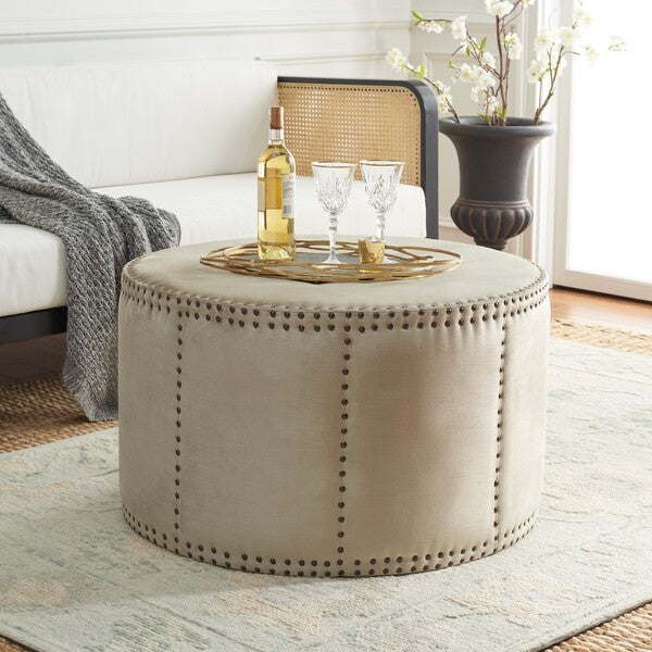 Sherri Cocktail Ottoman   Brass Nail Heads