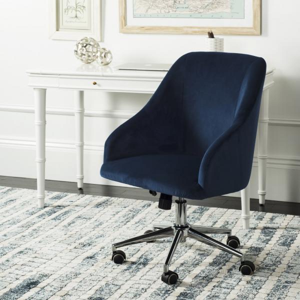 Adrienne Velvet Chrome Leg Swivel Office Chair | Luxury Upholstery