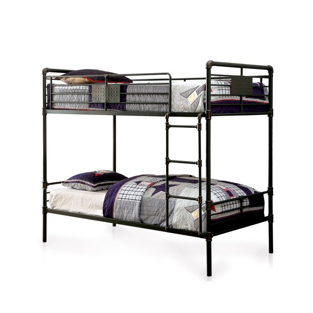 Dillon Industrial Metal Bunk Bed in Twin over Twin